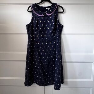 Lace & Mash Navy Star Dress with Purple Collar